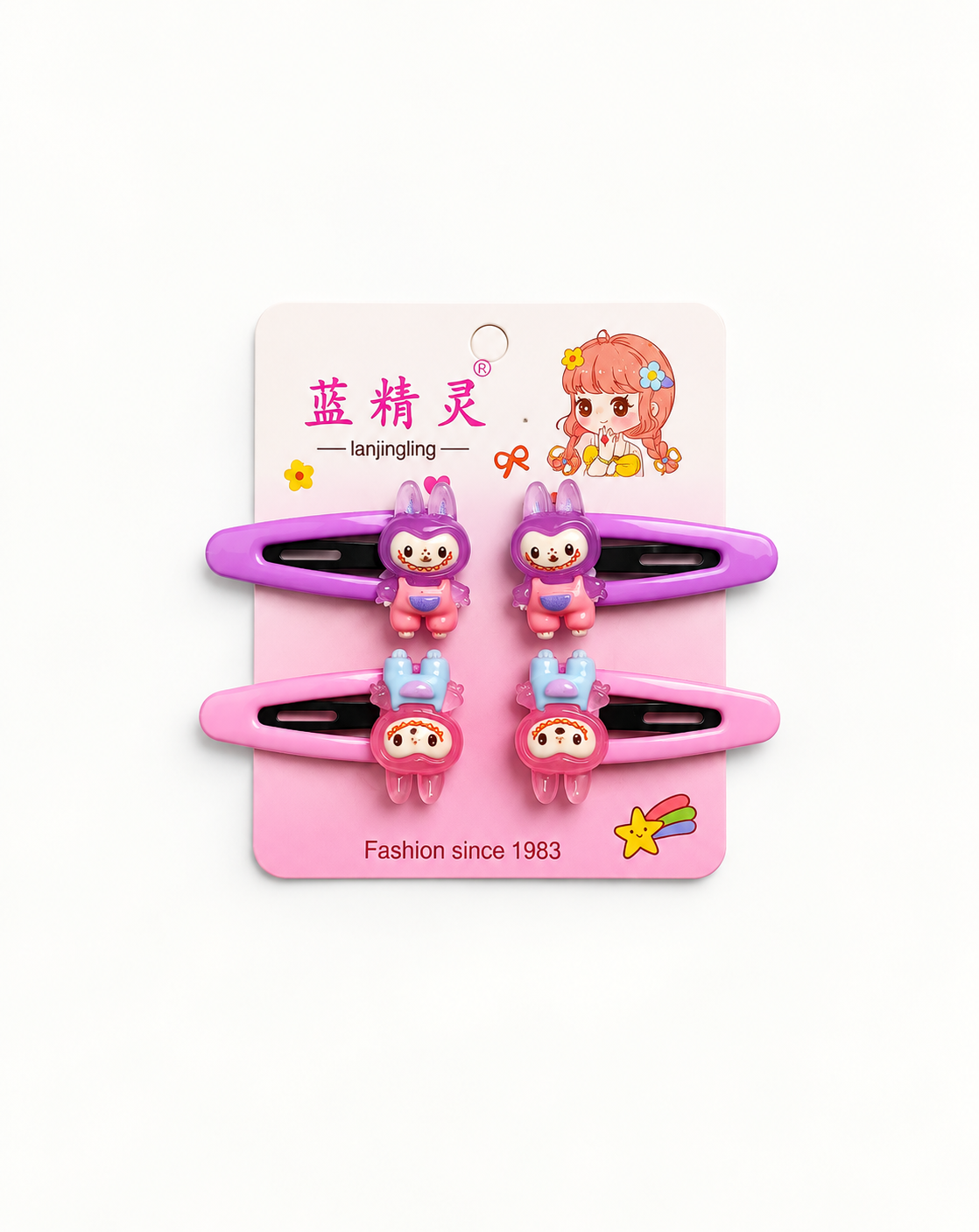 Pink & Purple Cartoon Pin 4pc Set