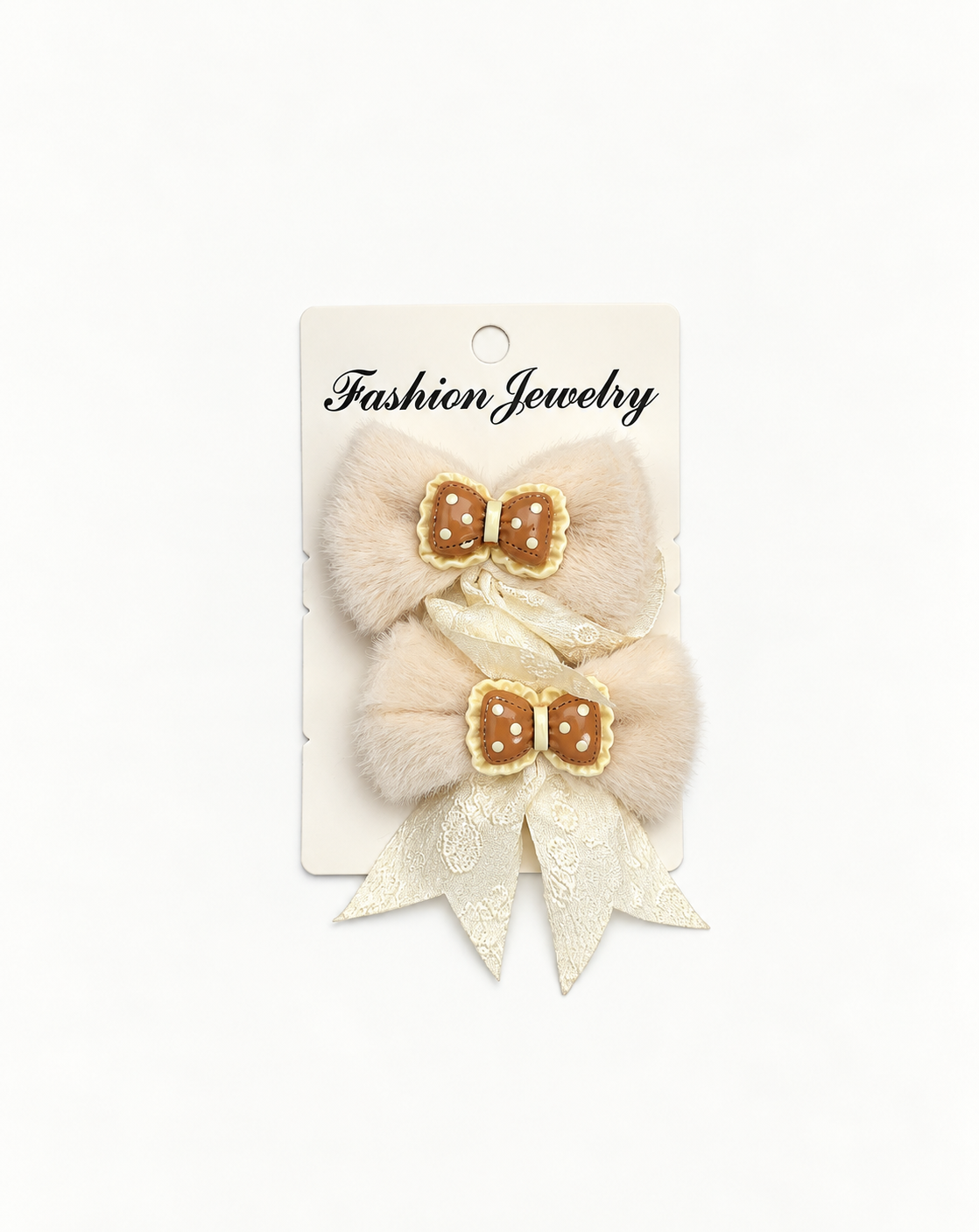 Fluffy Bow Hair Pins 2Pcs