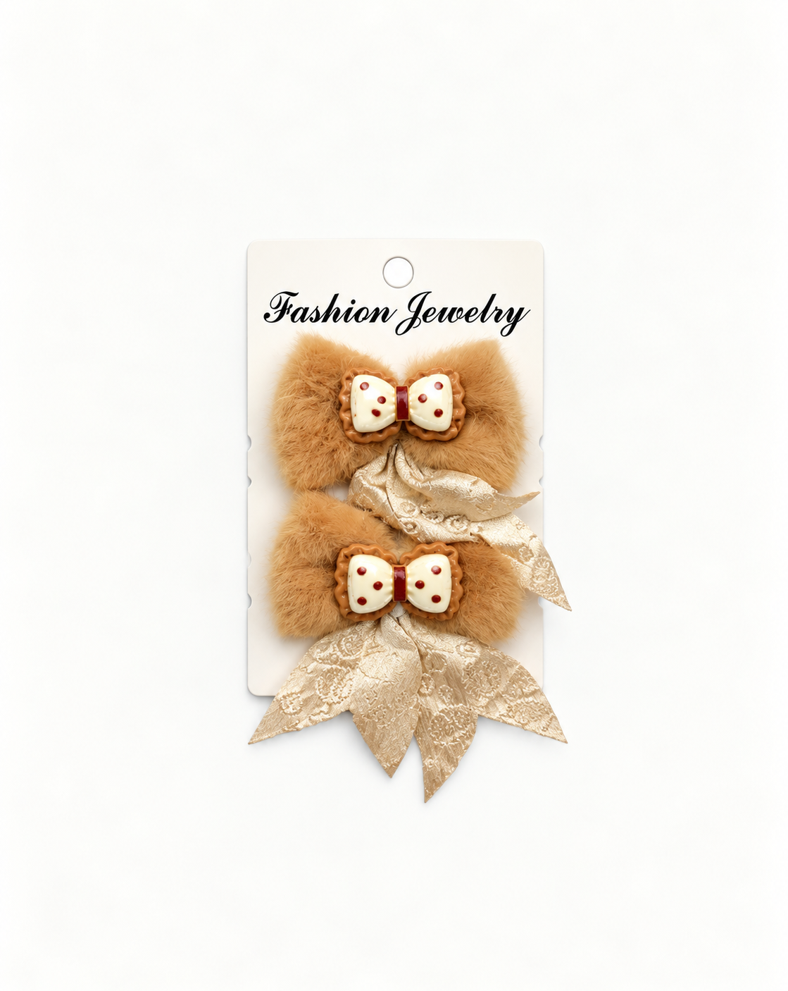 Fluffy Bow Hair Pins 2Pcs