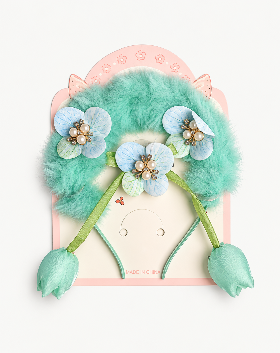 Fluffy Hair Band & Tulip Pin