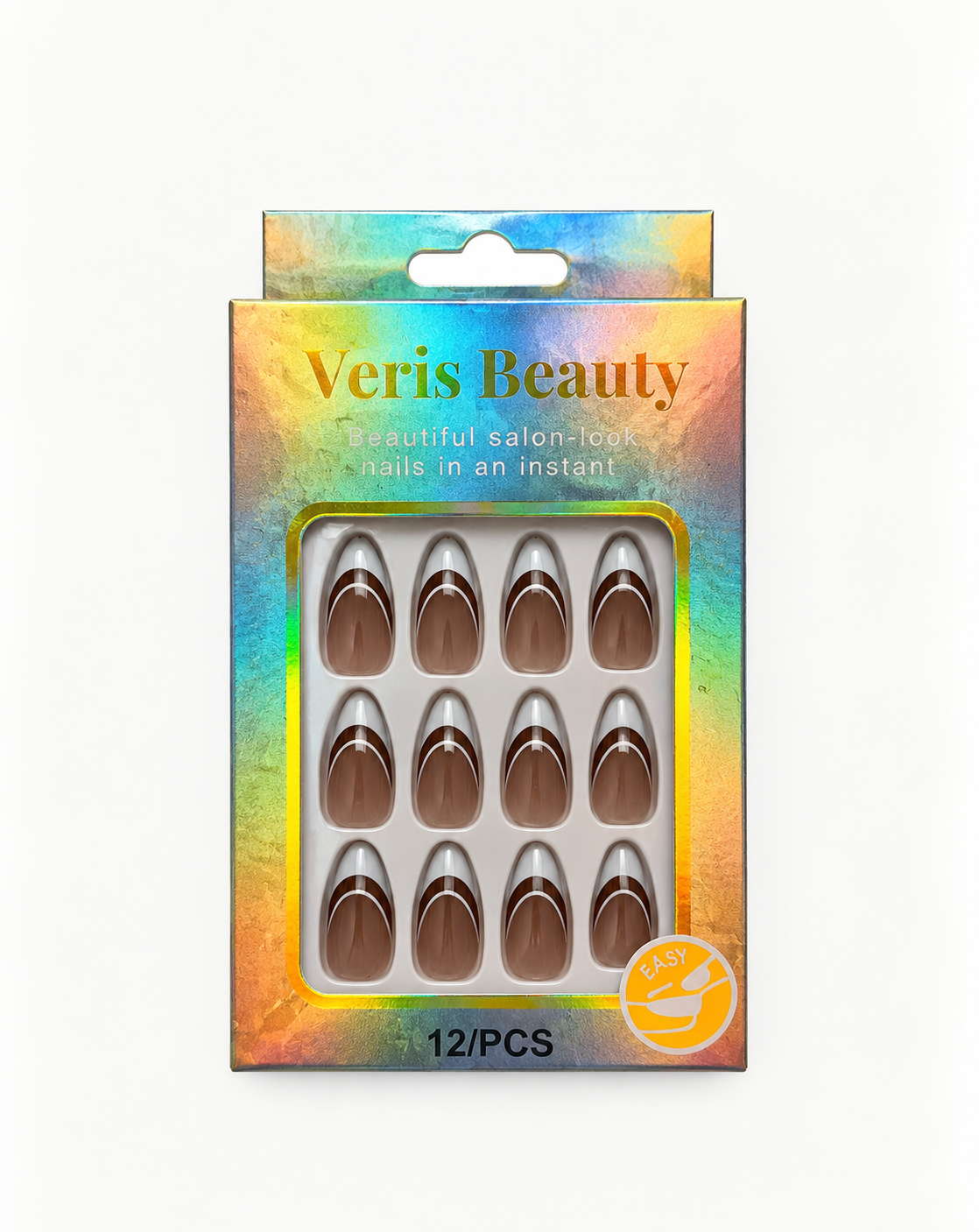 Glossy Brown Press-On Nails – 12 Pieces