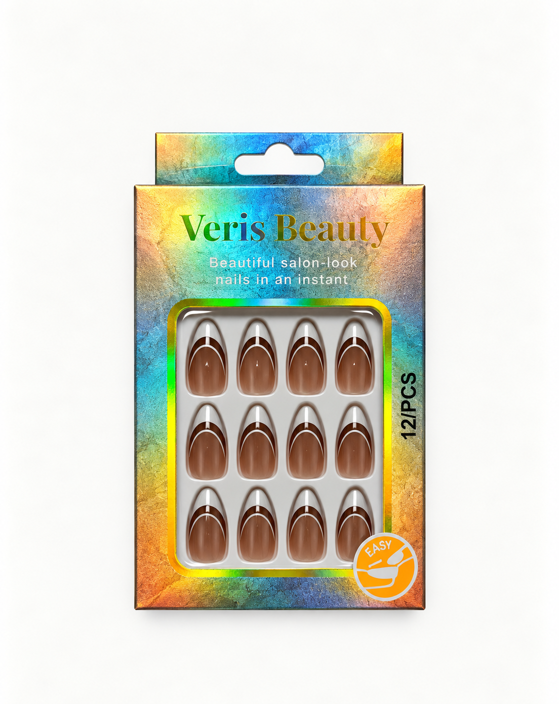 Glossy Mocha Press-On Nails – 12 Pieces