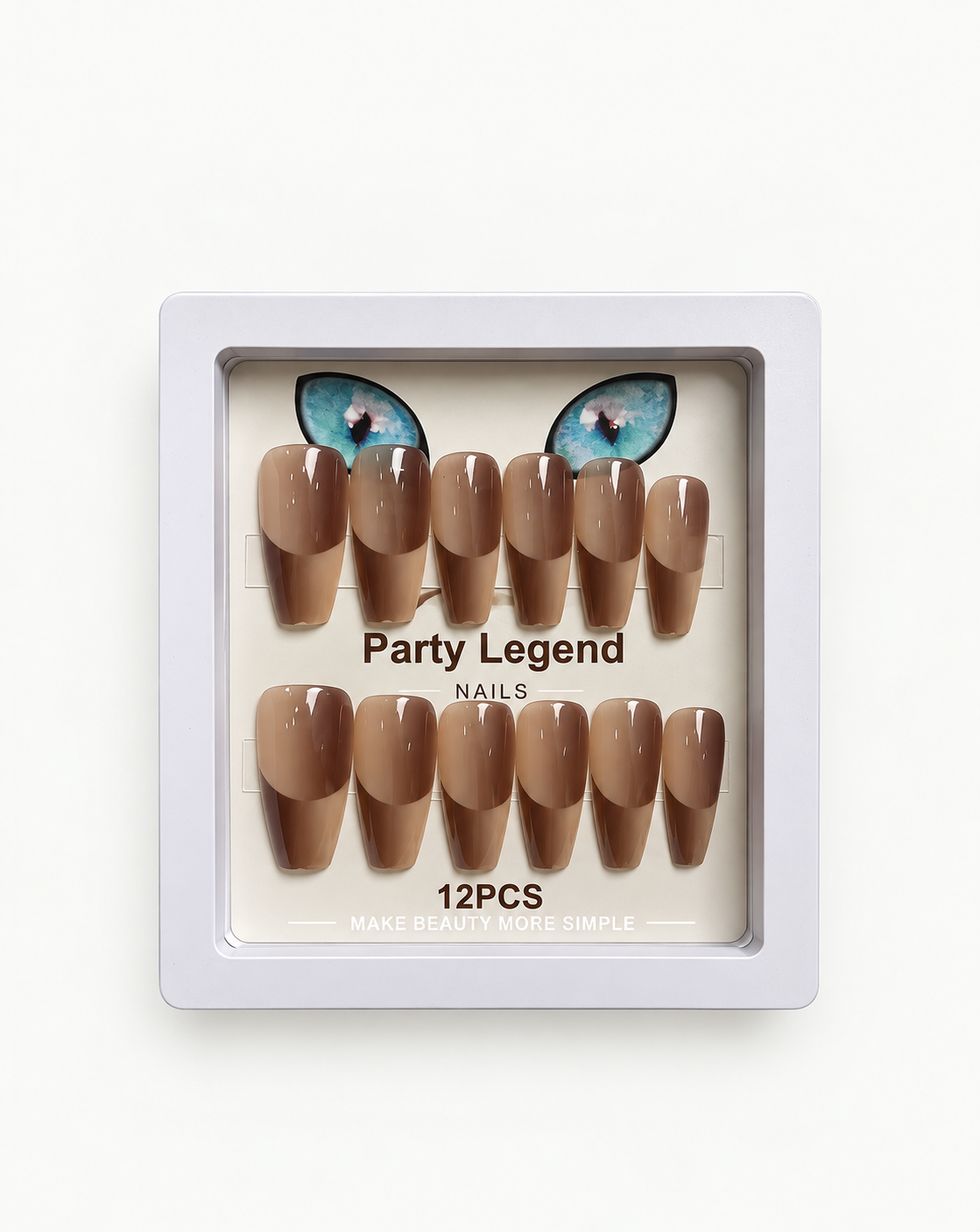 Party Legend Glossy Caramel Nails – 12 Pieces