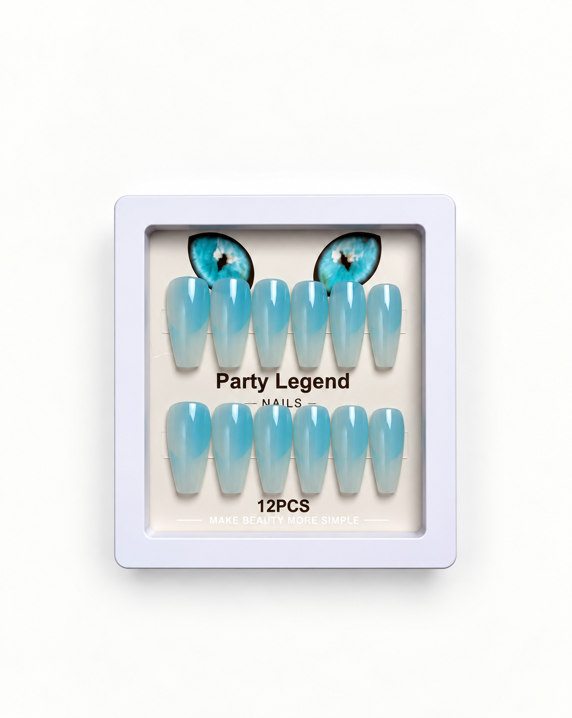 Party Legend Sky Blue Gloss Nails – 12 Pieces