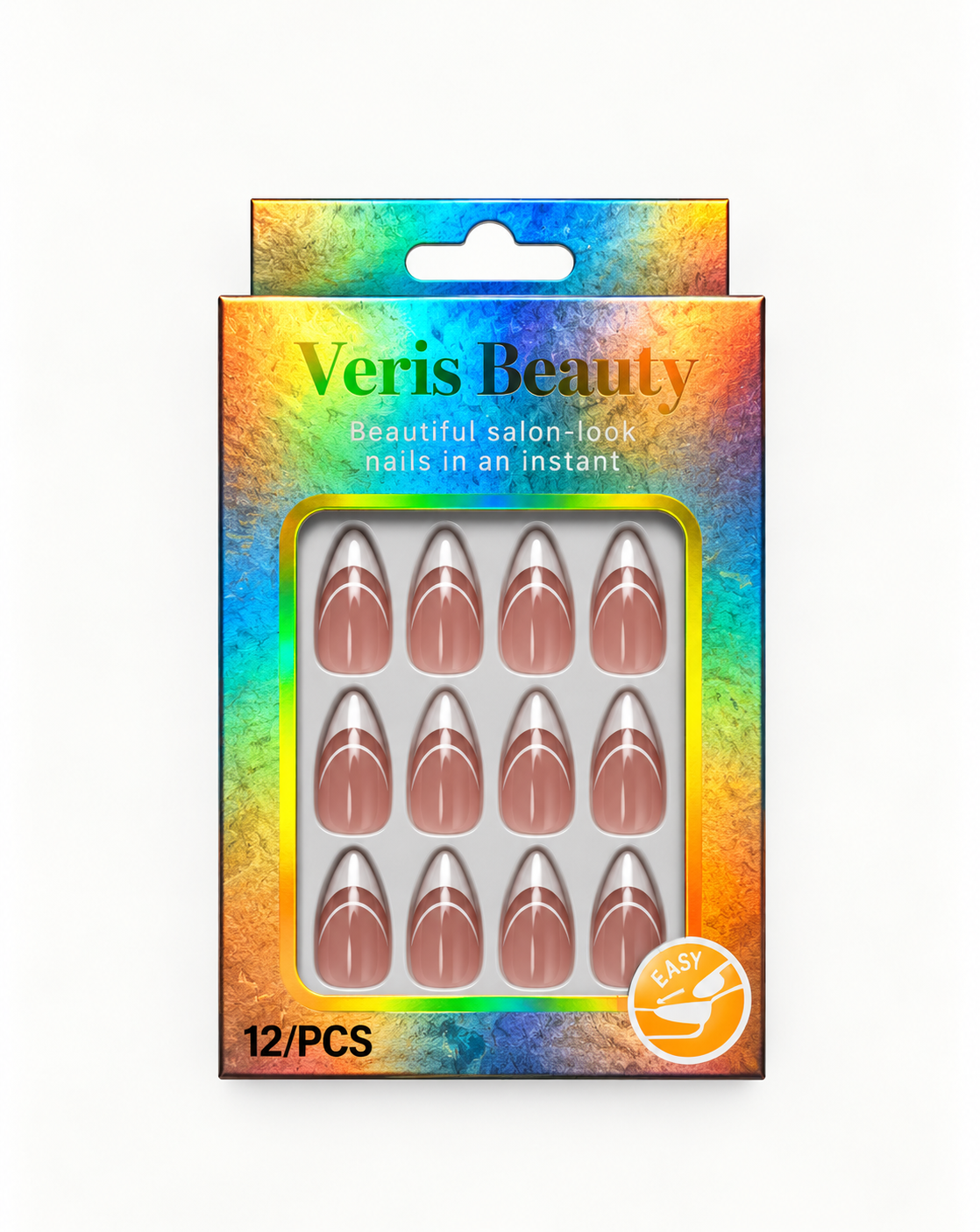 Glossy Rose Nude Press-On Nails – 12 Pieces