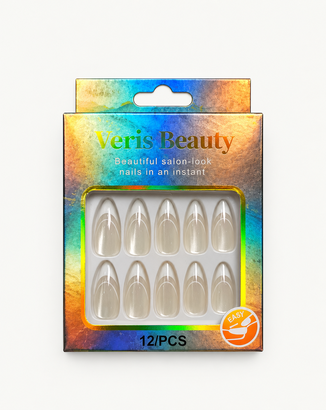 Glossy Ivory Press-On Nails – 12 Pieces