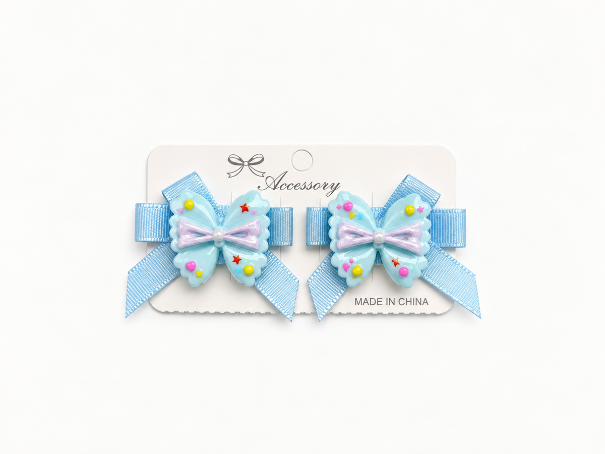 Blue Butterfly Bow Pin 2pcs